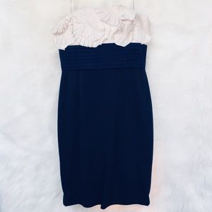 Cute BCBGMAXAZRIA Strapless Dress - Cream/Blue